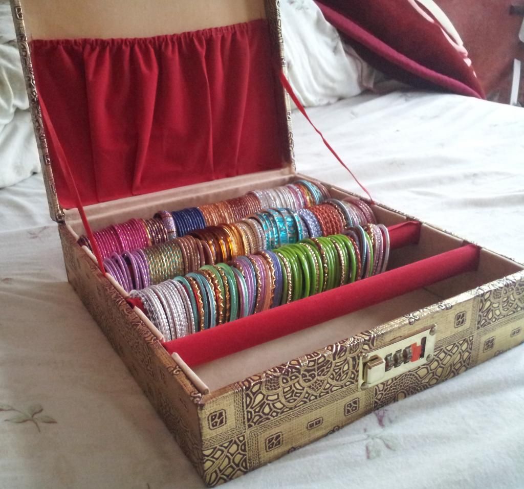 ★Bangle Box Case Storage Holder Indian 4 Roll Gold Wedding Jewelly